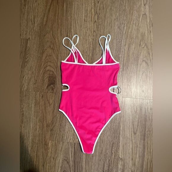 Forever 21 Flower Cutout Cami Bodysuit- white/Pink - Picture 6 of 8